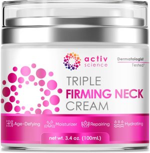 ACTIVSCIENCE Neck Firming Cream - Natural Anti-Aging Facial Moisturizer with Retinol Collagen & Hyaluronic Acid - Day & Night Anti-Wrinkle Cream - Firming, Hydrating Face Cream - 3.4Oz