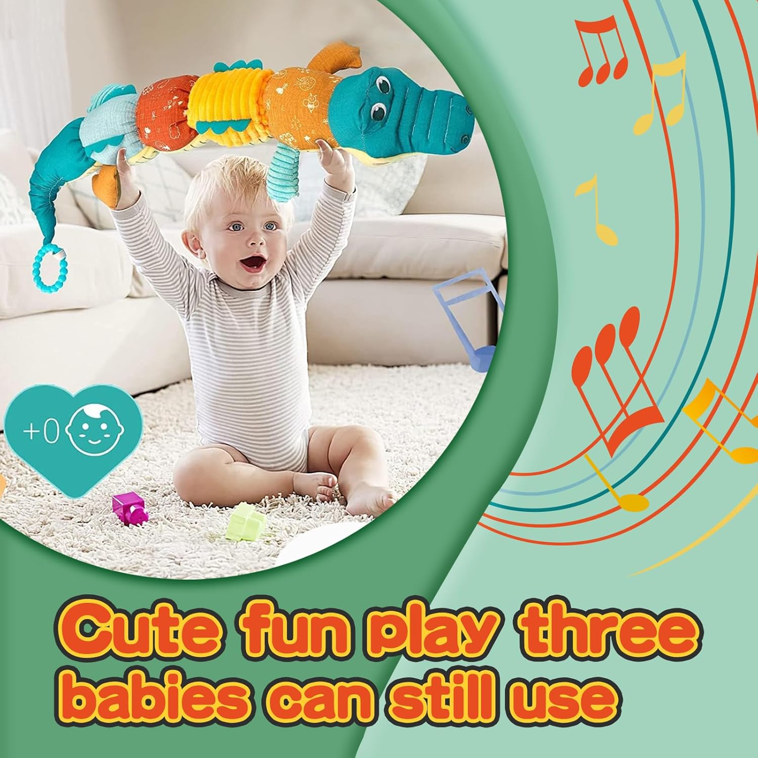 DMG Musical Crocodile Baby Toys, Activity Soft Toys with Multi-Sensory Crinkle, with Rattle, Ruler &Multi-Textures, Baby Teething Toys, Cute Stuffed Animal Tummy Time Toys for Newborn 0 3 6 12 Months 4 DMG Musical Crocodile Baby Toys, Activity Soft Toys with Multi-Sensory Crinkle, with Rattle, Ruler &Multi-Textures, Baby Teething Toys, Cute Stuffed Animal Tummy Time Toys for Newborn 0 3 6 12 Months - الصورة 4