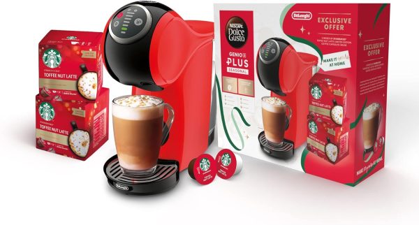 Delonghi edg315.r dolce gusto genio s plus toffee nut latte bundle, 0.8 liters, red