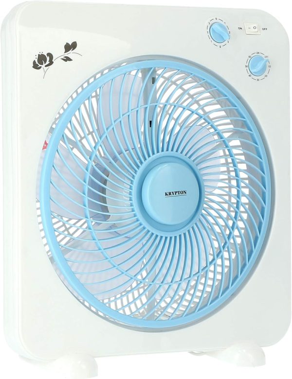 ⁦Krypton 12'' Box Fan - Powerful Personal Desk Box Fan | Copper Motor | Table Fan for Office | Home (3 Speed) Fan Guard With 60 Minutes Timer⁩ - الصورة ⁦3⁩
