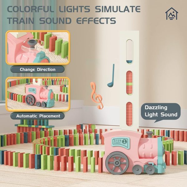 ⁦Domino Train Toy, 180PCS Locomotive Dominos Train Toys, Kids Electric Domino Train Set Building and Stacking Toy, Creative Automatic Domino Train for Kids Boys and Girls Age 3-12⁩ - الصورة ⁦2⁩