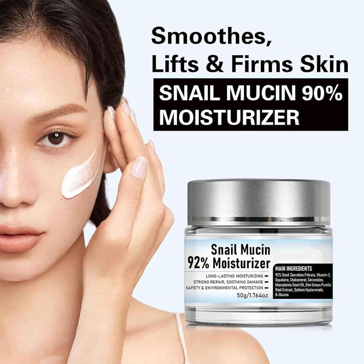Snail Moisturizer Face Cream - Snail Mucin 92% Moisturizer, Reduce Fine Lines Wrinkles,Long-Lasting Moisturizing, Repair Face Gel Cream For Dry, Mucin Essence Toner, for Anti-Aging, Skin Tightening 4 Snail Moisturizer Face Cream - Snail Mucin 92% Moisturizer, Reduce Fine Lines Wrinkles,Long-Lasting Moisturizing, Repair Face Gel Cream For Dry, Mucin Essence Toner, for Anti-Aging, Skin Tightening - الصورة 4