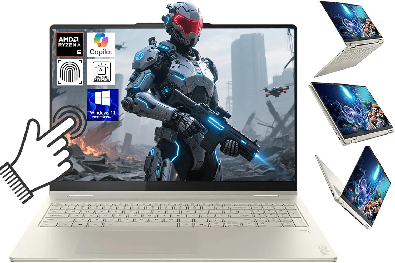 Lenovo Yoga 7 2 in 1 AI Laptop 16” 2K Touchscreen, AMD Ryzen AI 5 340 Up to 4.8GHz, AMD Radeon 840M, 16GB LPDDR5X, 1TB SSD, WiFi 7, Backlit KB, Fingerprint, Windows 11 PRO W/BWE Accessorie 1 Lenovo Yoga 7 2 in 1 AI Laptop 16” 2K Touchscreen, AMD Ryzen AI 5 340 Up to 4.8GHz, AMD Radeon 840M, 16GB LPDDR5X, 1TB SSD, WiFi 7, Backlit KB, Fingerprint, Windows 11 PRO W/BWE Accessorie