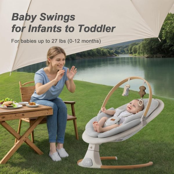 ⁦Monamii Baby Swing for Infants, Bluetooth Music Speaker, 5 Point Harness Belt⁩ - الصورة ⁦2⁩