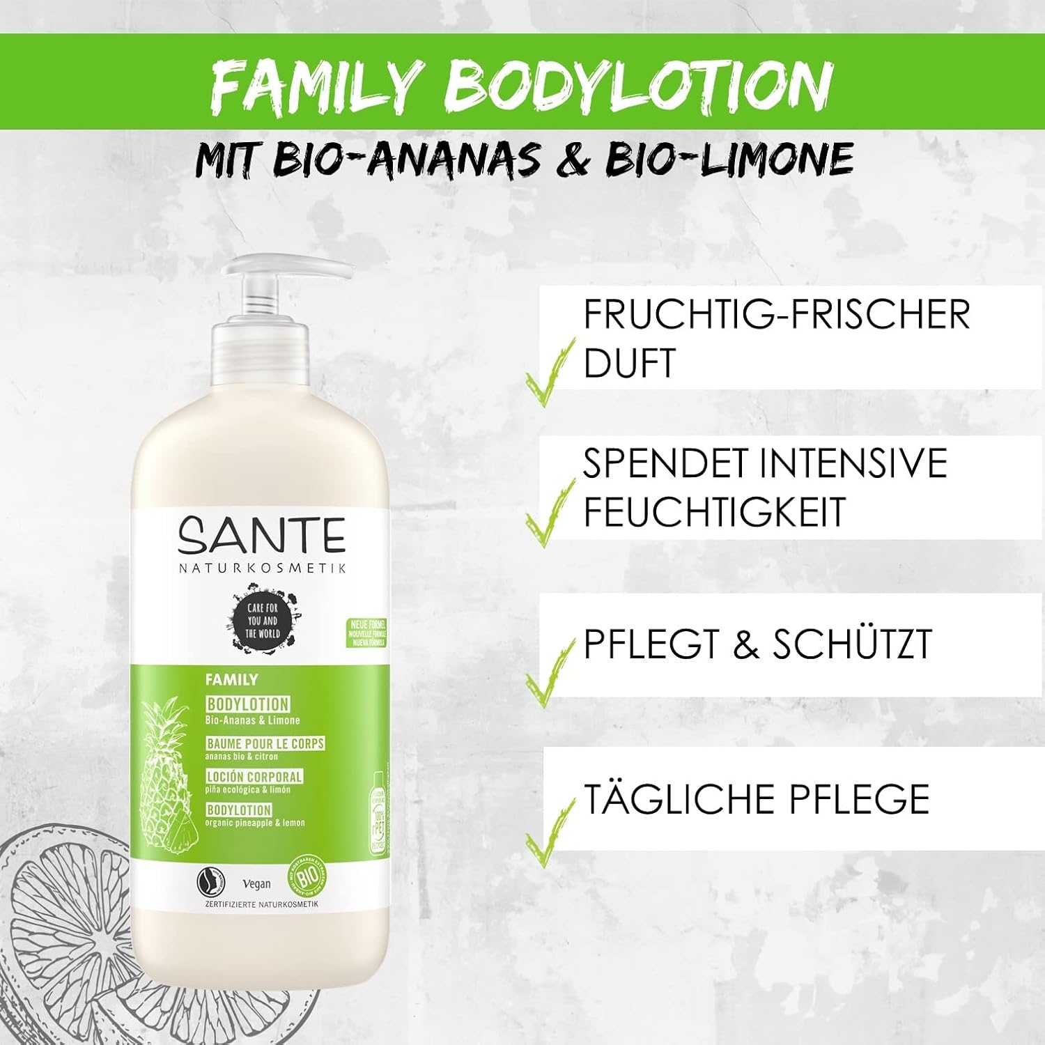 SANTE Naturkosmetik Moisturising Body Care for Dry Skin, Body Cream for Smooth Skin, with Organic Pineapple and Lime in Benefit Size, Family Body Lotion, 1 x 500 ml 3 SANTE Naturkosmetik Moisturising Body Care for Dry Skin, Body Cream for Smooth Skin, with Organic Pineapple and Lime in Benefit Size, Family Body Lotion, 1 x 500 ml - الصورة 3