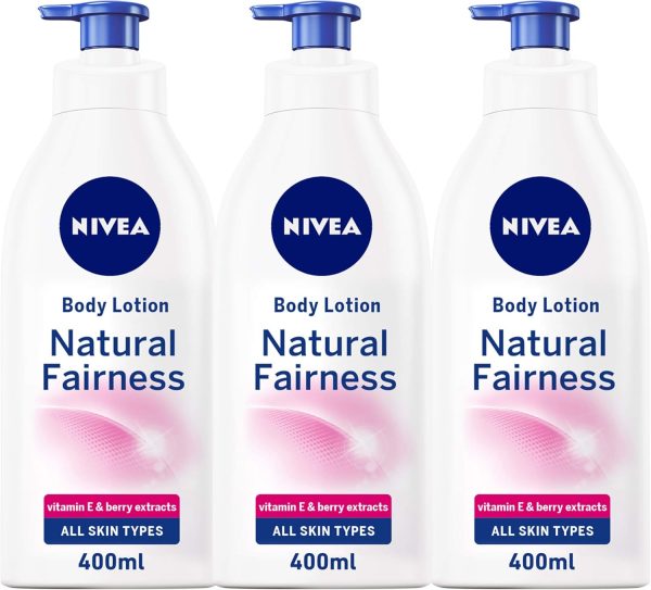 NIVEA Natural Fairness Body Lotion, Liquorice & Berry, All Skin Types, 625ml, Pack of 3