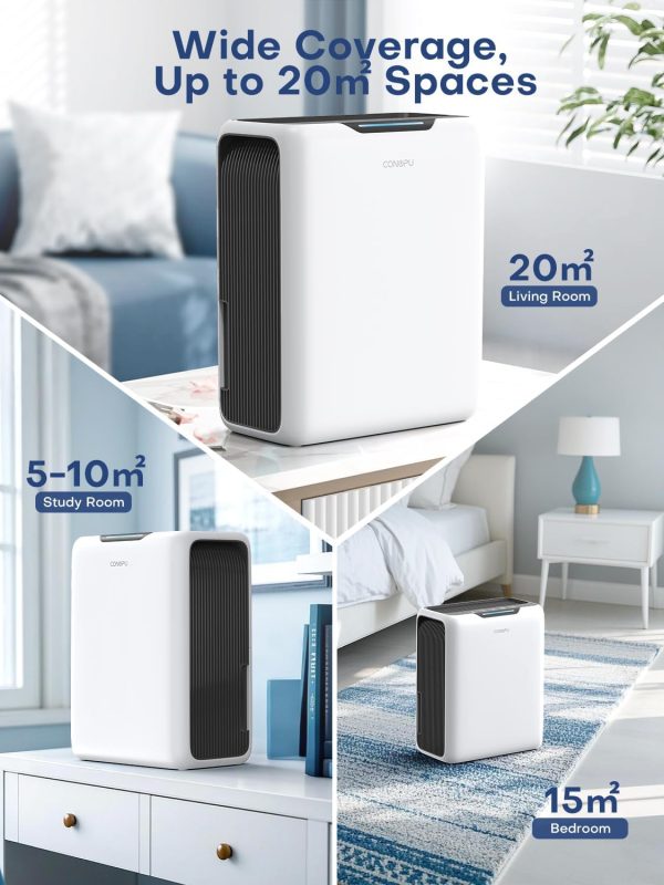 ⁦CONOPUPlus Dehumidifier 3000ML, Home Mould Dehumidifier for 20㎡, Sleep Mode 30 dB, Timer 6-24H, Automatic Defrost, 1.3 kWh, Portable Dehumidifier for Bedroom, Bathroom, Kitchen⁩ - الصورة ⁦5⁩