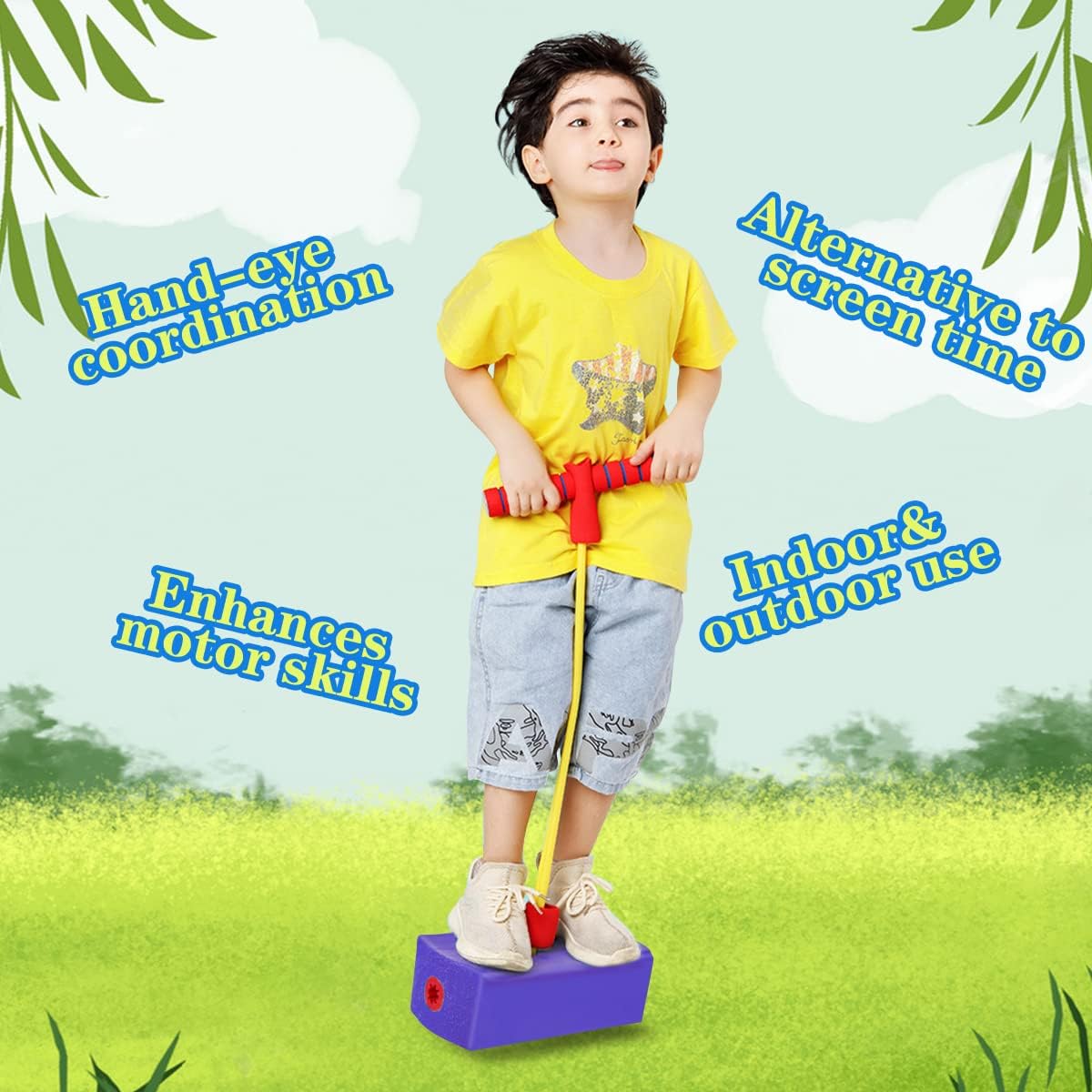 IBAMA Foam Pogo Jumper For Kids, Toddler Training Pogo Sticks With Squeaky Sounds, Bouncy Toy For Boys And Girls, 250 Pound Capacity Purple, FJump01 PP 3 IBAMA Foam Pogo Jumper For Kids, Toddler Training Pogo Sticks With Squeaky Sounds, Bouncy Toy For Boys And Girls, 250 Pound Capacity Purple, FJump01 PP - الصورة 3