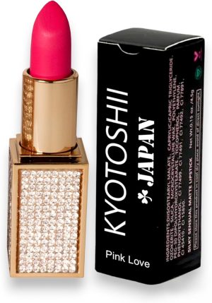 Kyotoshii Japan, Pink Love Vegan Matte Lipstick Hydrating Formula, 24-Hours Lasting, Quality Professional Cosmetics