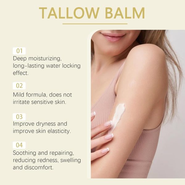 ⁦Beef Tallow for Skin Moisturizer, Tallow and Honey Cream Face, Organic Beef Tallow Balm with Castor Oil, Honey Beeswax, Grass Fed Tallow Balm for Face And Body, Hydrating, 3.53 oz⁩ - الصورة ⁦4⁩