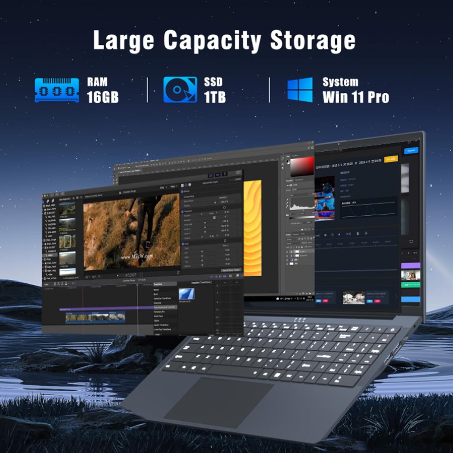 AVENKA Gaming Laptop i5, 16 inch Laptop Up to 3.60 GHz, Business Notebook Computer for 16GB RAM 1TB SSD, Full HD 1920X1200 Display Backlit Keyboard 180 Angle Opening,Business Work laptops,WiFi 5,HDMI 3 AVENKA Gaming Laptop i5, 16 inch Laptop Up to 3.60 GHz, Business Notebook Computer for 16GB RAM 1TB SSD, Full HD 1920X1200 Display Backlit Keyboard 180 Angle Opening,Business Work laptops,WiFi 5,HDMI - الصورة 3