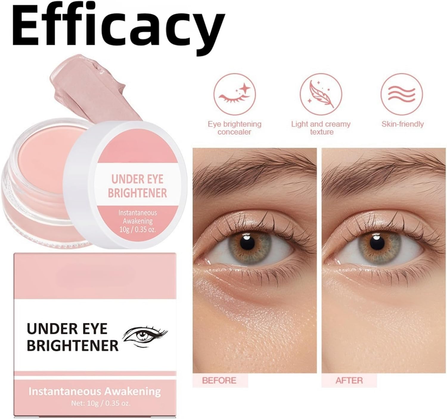 Under Eye Brightener, Color Corrector for Dark Circles, Eye Concealer Colour-Correcting Pink Cream, Blemish Concealer Korean Makeup for Dark Circles 5 Under Eye Brightener, Color Corrector for Dark Circles, Eye Concealer Colour-Correcting Pink Cream, Blemish Concealer Korean Makeup for Dark Circles - الصورة 5