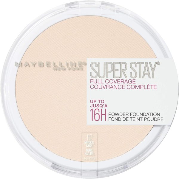 Maybelline Super Stay Full Coverage Powder Foundation Makeup, Up to 16 Hour Wear, Soft, Creamy Matte Foundation, Natural Ivory, 1 Count