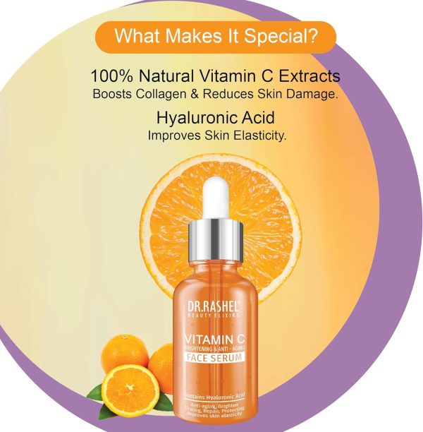 ⁦DR.Rashel Vitamin C Serum for Face | Pore Minimizing Face Serum for Anti Aging | Brightening Face Serum for Men and Women⁩ - الصورة ⁦4⁩