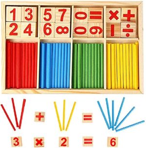 Bolivia's Counting Number Blocks and Sticks, Counting Blocks Calculation Math Educational Toy, Wooden Number Cards and Counting Rods Box, Montessori Toys for Kids Learning Kids Ages 3-8