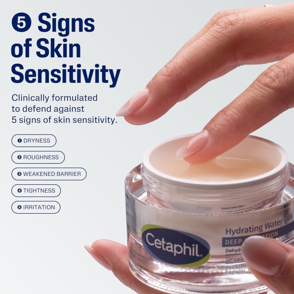 ⁦Cetaphil Deep Hydration Skin Restoring Water Gel with Hyaluronic and Polyglutamic Acid, Face Moisturizer, 72 Hour Hydration, For Dry, Dehydrated Sensitive Skin, Fragrance Free, 1.7 oz, Fragrance Free⁩ - الصورة ⁦5⁩