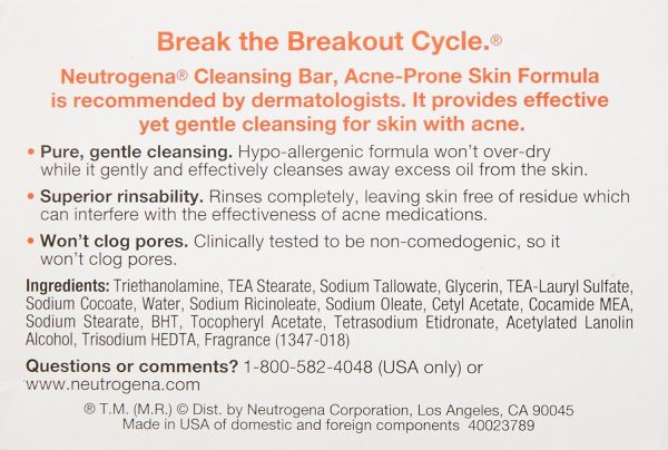 ⁦Neutrogena Transparent Facial Bars, Acne-Prone Skin Formula, 3.5 Ounce (Pack of 8)⁩ - الصورة ⁦2⁩