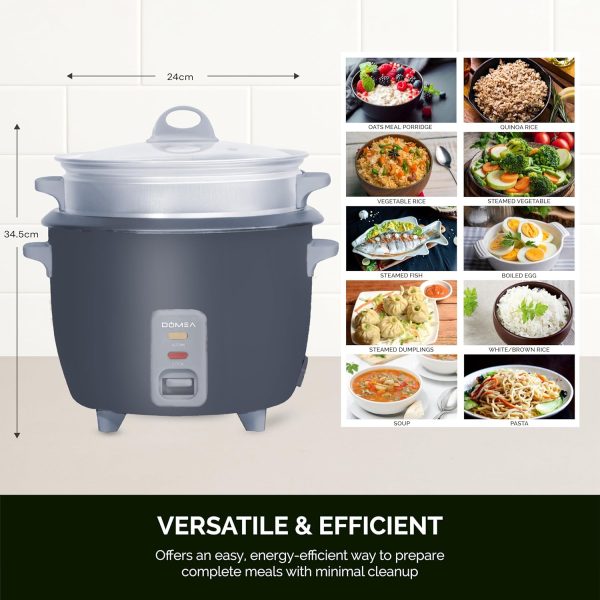 ⁦DOMEA 1L Electric Rice Cooker & Food Steamer, 2-in-1 Multi-Cooker with Removable Nonstick Pot, Extendable Steamer Tray, Cook Rice, Steam Vegetables, Soups, Stews, Porridge, 400W, Auto Keep-Warm⁩ - الصورة ⁦6⁩