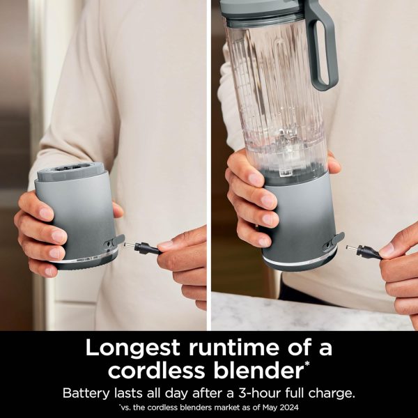⁦Ninja Blast Max, Portable Blender + Twist & Go, Personal Blender, Ninja Blender, Smoothie, Blend, Ice Crush, 3 Programs, Cordless, 22 oz removable Vessel, Dishwasher Safe, Leakproof, Silver, BC251SL⁩ - الصورة ⁦2⁩