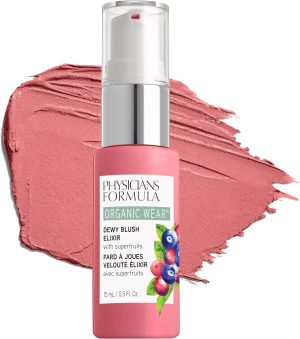 Physicians Formula Organic Wear Natural Dewy Face Blush Makeup Elixir, Pink Berry, 0.5 Fl Ounce