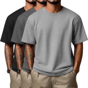 Neer 3 Pack Men's Round Neck T Shirts 95% Cotton M-7xl Big Tall Regular Tees Soft Short Sleeve 2025 Summer Basic Tops