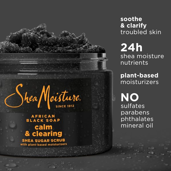 ⁦SheaMoisture Sugar Body Scrub African Black Soap for healthy, glowing skin African black soap with 24h shea moisture nutrients 12 oz⁩ - الصورة ⁦3⁩