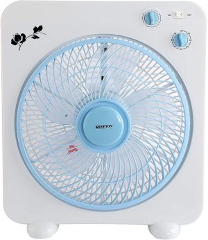 Krypton 12'' Box Fan - Powerful Personal Desk Box Fan | Copper Motor | Table Fan for Office | Home (3 Speed) Fan Guard With 60 Minutes Timer
