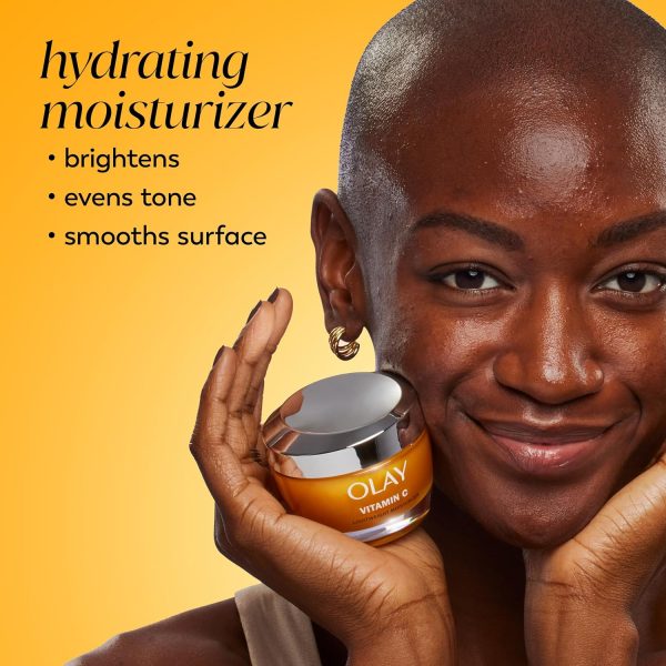 ⁦Olay Vitamin C Face Moisturizer, Brightening Cream for Women, Trial Size, Evens Tone, Dark Spot & Hyperpigmentation Reduction, Glowing Skin Care - Niaciniamide, Lactic Acid, 0.5 Oz⁩ - الصورة ⁦3⁩