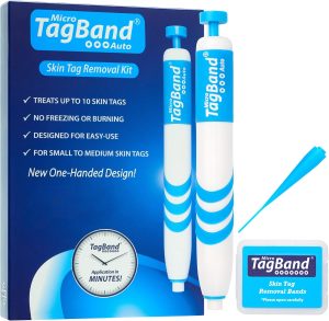 Auto TagBand Micro Skin Tag Remover Device for Small Skin Tags. Easy Application in Minutes (includes 10x Removal Bands & Cleansing Wipes)