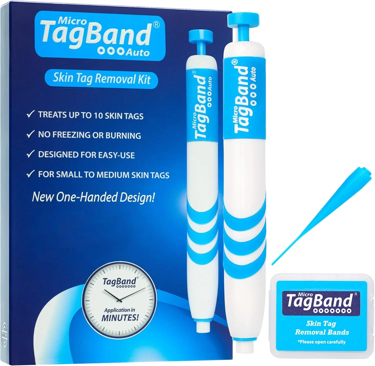 Auto TagBand Micro Skin Tag Remover Device for Small Skin Tags. Easy Application in Minutes (includes 10x Removal Bands & Cleansing Wipes)
