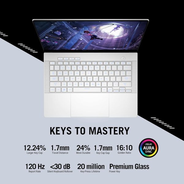 ⁦ASUS ROG Zephyrus G14 (Platinum White) Gaming Laptop | NVIDIA RTX 5050 8GB | AMD Ryzen™ 9 270 | 16GB RAM |1TB SSD |14" 3K OLED 120Hz | Win11 [GA403UH-OLED9161W]⁩ - الصورة ⁦7⁩