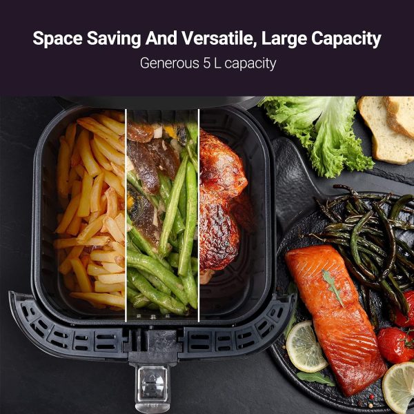 ⁦Geepas Air Fryer 1700W -Hot Air Fryers, 5 Litres Electric Air Cooker With Digital Touch Screen & Preheat, 60 Minute Timer, Led Display, Auto Shut Off⁩ - الصورة ⁦5⁩