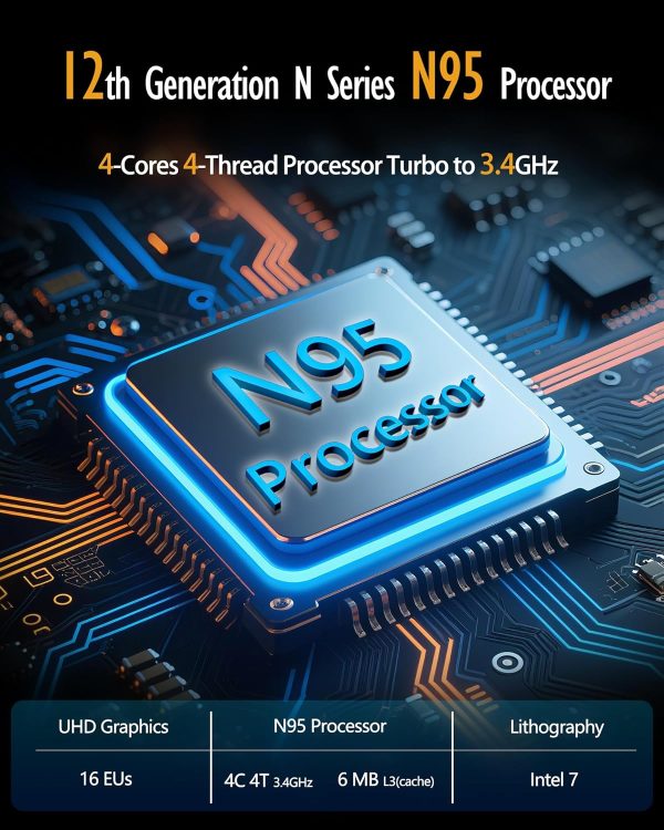 ⁦17.3 Inch Laptop computers,12th Generation Processor N95 4C 4T(3.4Ghz),16GB DDR4 RAM 512GB SSD,1080P Display,10000mAh Large battery,Type-C(Data), WiFi5,BT,RJ45,Dual stereo speakers, backlit keyboard.⁩ - الصورة ⁦2⁩