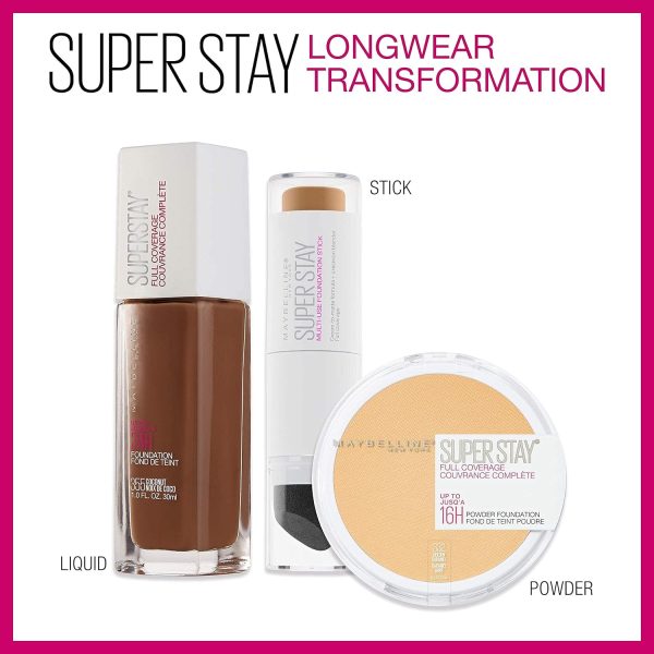 ⁦Maybelline Super Stay Full Coverage Powder Foundation Makeup, Up to 16 Hour Wear, Soft, Creamy Matte Foundation, Natural Ivory, 1 Count⁩ - الصورة ⁦5⁩