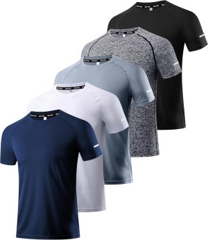 Boyzn Men's 3 Pack Running Workout Shirts Quick Dry Moisture Wicking Short Sleeve Mesh Athletic T-Shirts