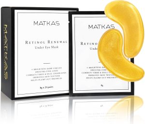 MATKAS Korean Gold Under Eye Patches for Dark Circles and Puffiness, Wrinkles - Retinol + Hyaluronic Acid + Collagen + Niacinamide, Under Eye Mask Puffy Eyes Treatment for Women Skin Care