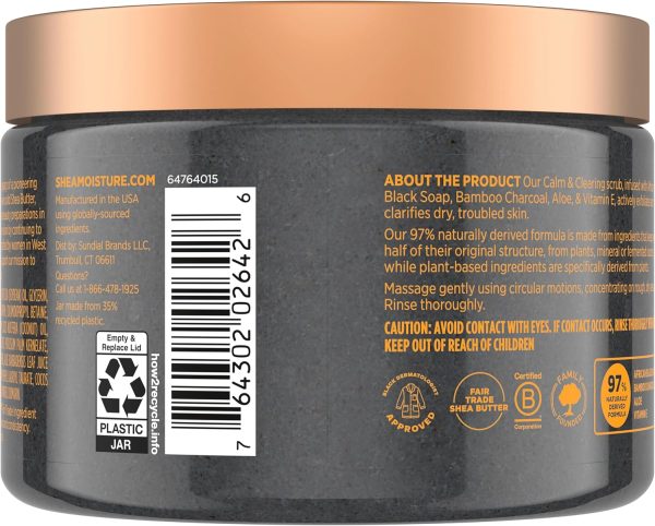 ⁦SheaMoisture Sugar Body Scrub African Black Soap for healthy, glowing skin African black soap with 24h shea moisture nutrients 12 oz⁩ - الصورة ⁦2⁩