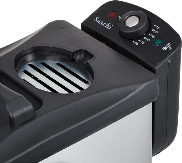 ⁦Saachi Deep Fryer Stainless Steel Body 3.0 Litres 2000 W Adjustable Thermostat anti-odour filter and non-stick coated pan NL-DF-4751-ST Silver-Black⁩ - الصورة ⁦4⁩