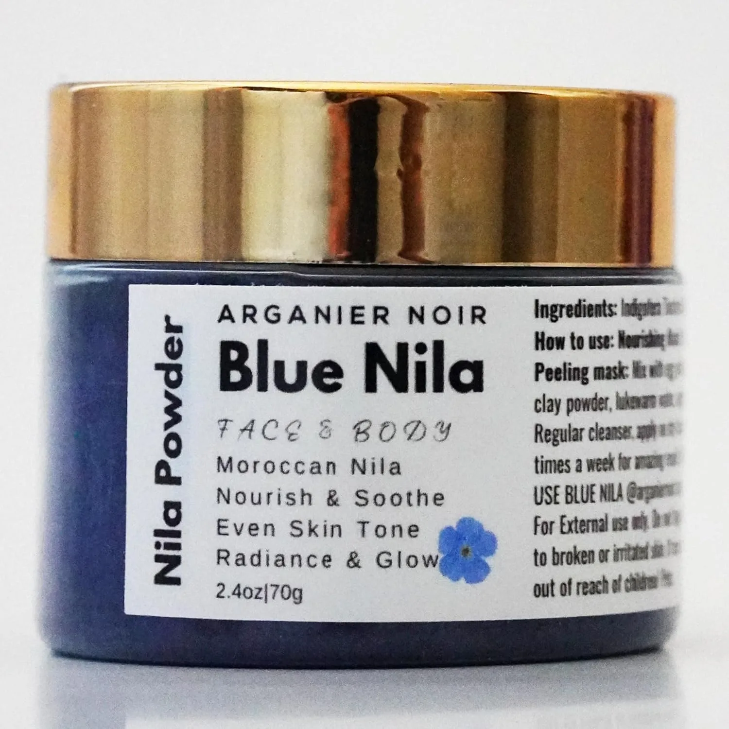 Arganier Noir Blue Nila, Moroccan Nila Powder Leaves Skin Nutrid And Radiant 80G