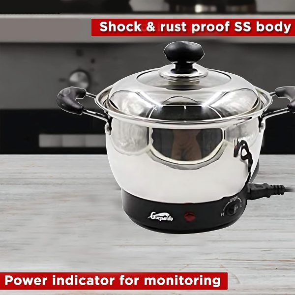 ⁦Biki Electric Egg Boiler, 600W, Soft-Steamed Eggs, Vegetables and Dumplings, Stainless Steel Tray, 5-Eggs Capacity, Silver 2 Year Warranty | قدر كهربائي لطهي البيض من الاستانلس بقوة 600 واط⁩ - الصورة ⁦7⁩