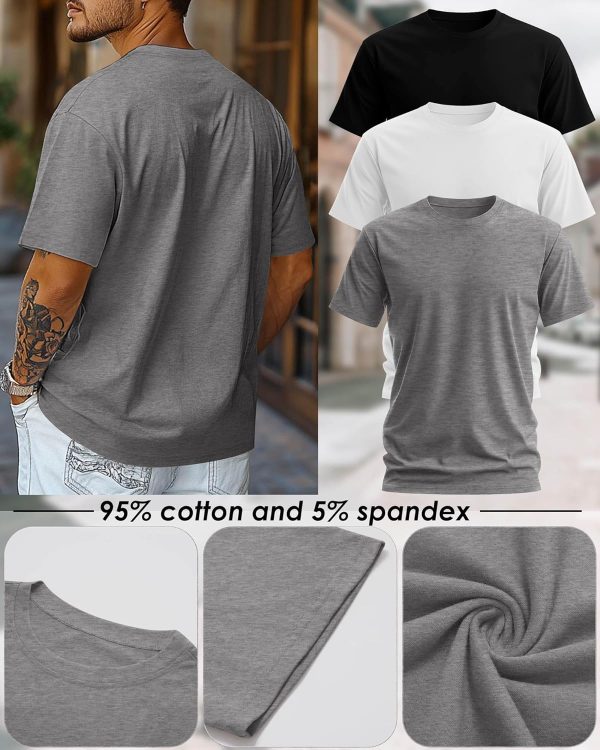 ⁦Ficerd Men's Big and Tall Shirt Short Sleeve Summer Cotton Tee Crew Neck Oversize Top Casual Loose Fit Knitted T Shirt M-7XL⁩ - الصورة ⁦6⁩