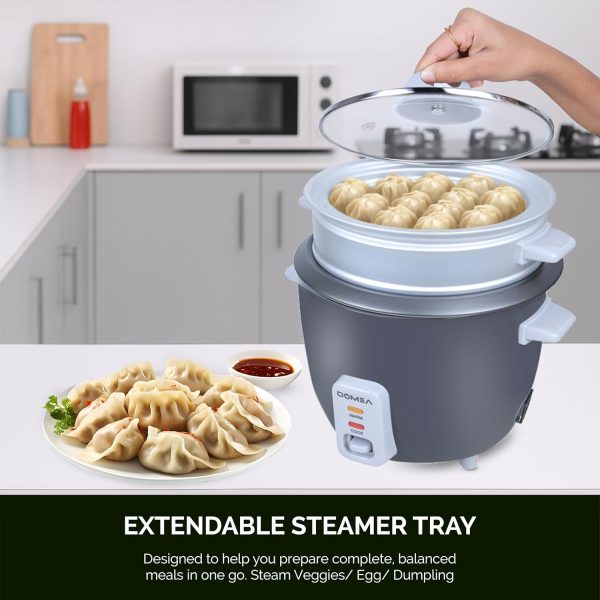 ⁦DOMEA 1L Electric Rice Cooker & Food Steamer, 2-in-1 Multi-Cooker with Removable Nonstick Pot, Extendable Steamer Tray, Cook Rice, Steam Vegetables, Soups, Stews, Porridge, 400W, Auto Keep-Warm⁩ - الصورة ⁦5⁩