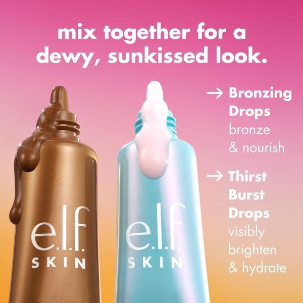 ⁦e.l.f. The Hottest Drops Duo, Holy Hydration! Thirst Burst Drops & Bronzing Drops, For Dewy, Glowy & Sun-Kissed Finish, With Hyaluronic Acid & 5% Niacinamide, Vegan & Cruelty-Free, Travel-Size⁩ - الصورة ⁦2⁩