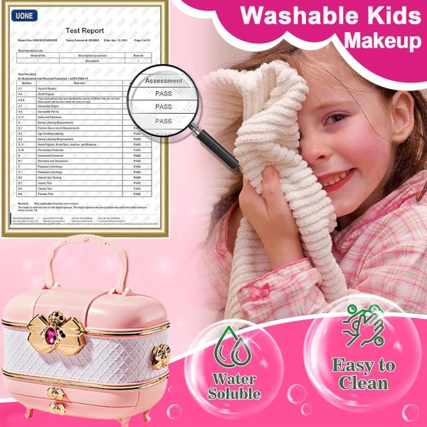 ⁦BOOM Kids Makeup Kit for Girls, 54PCS Washable Makeup Set with Portable Case, Safe & Non-Toxic Pretend Beauty Toy Gift for Girls Age 4 5 6 7 8 Years Old (Pink)⁩ - الصورة ⁦6⁩