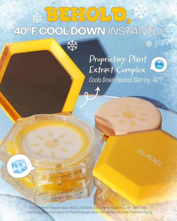 ⁦ELROEL Pang Pang Sun Cushion Plus - Korean Hypoallergenic & Lightweight Sunscreen with Puff Sponge - Broad Spectrum SPF50+ PA++++ (0.53 oz)⁩ - الصورة ⁦6⁩