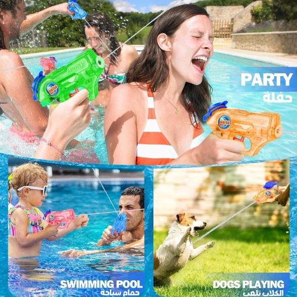 ⁦4 Pack Mini Water Gun for Kids Toddler, Holi Pichkari for Kids Swimming Pool Accessories Water Games Water Pool Toys 5-7M Long Range Super Water Soaker Squirts Blasters Gun⁩ - الصورة ⁦7⁩