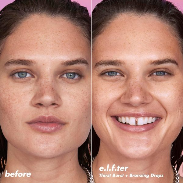 ⁦e.l.f. The Hottest Drops Duo, Holy Hydration! Thirst Burst Drops & Bronzing Drops, For Dewy, Glowy & Sun-Kissed Finish, With Hyaluronic Acid & 5% Niacinamide, Vegan & Cruelty-Free, Travel-Size⁩ - الصورة ⁦6⁩