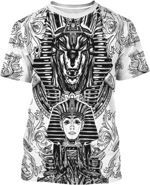 BJU Ancient Egypt Graphic T-Shirt Crewneck Tee 3D Printed Short Sleeve Loose Casual Top Unisex