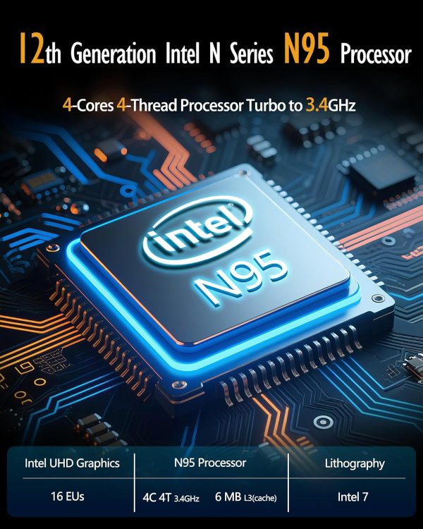 ⁦17 inch Laptop computers,12th Generation Processor N95 4C 4T(Up to 3.4Ghz),8GB DDR4 RAM 256GB SSD,1920*1080,10000mAh Large battery,Type-C(Data), WiFi5,BT,RJ45,Dual stereo speakers, backlit keyboard⁩ - الصورة ⁦4⁩
