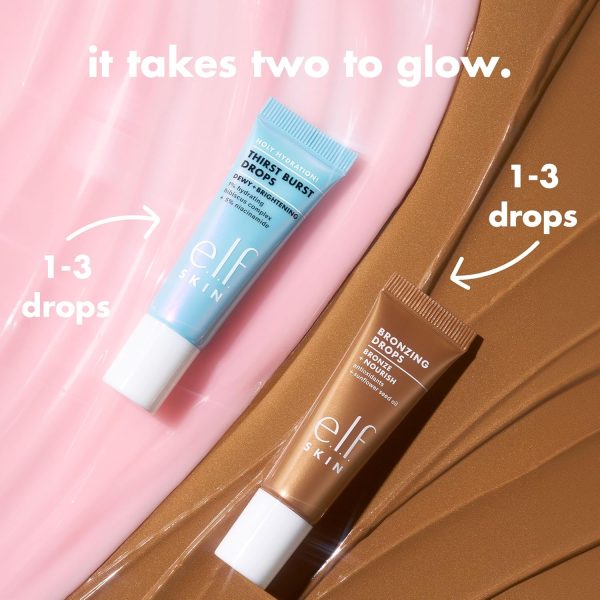 ⁦e.l.f. The Hottest Drops Duo, Holy Hydration! Thirst Burst Drops & Bronzing Drops, For Dewy, Glowy & Sun-Kissed Finish, With Hyaluronic Acid & 5% Niacinamide, Vegan & Cruelty-Free, Travel-Size⁩ - الصورة ⁦3⁩